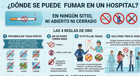 ¿Dónde se puede fumar en el hospital?
