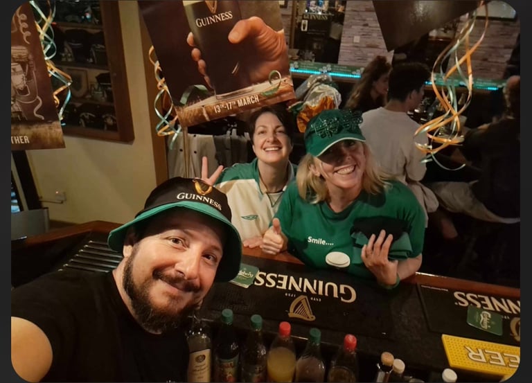 three people at an Irish Pub in Limassol 