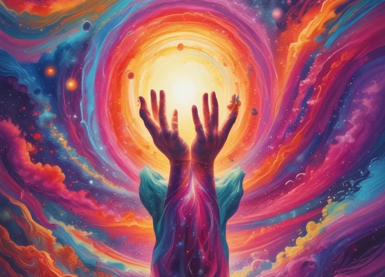 a person holding their hands up to a bright light