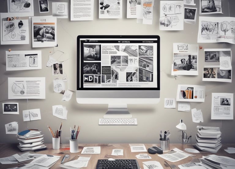 A vibrant collage showcasing various design and printing services.