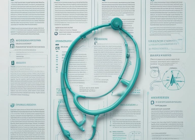 A stethoscope and medical charts symbolizing medical translation.