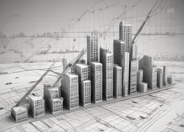 A professional consultant discussing property plans with clients in a modern office setting.