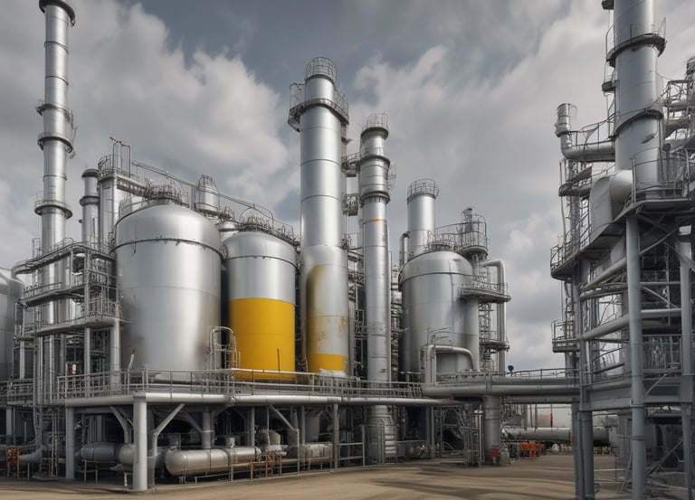 Close-up of enzyme molecules interacting with industrial materials in a lab setting.