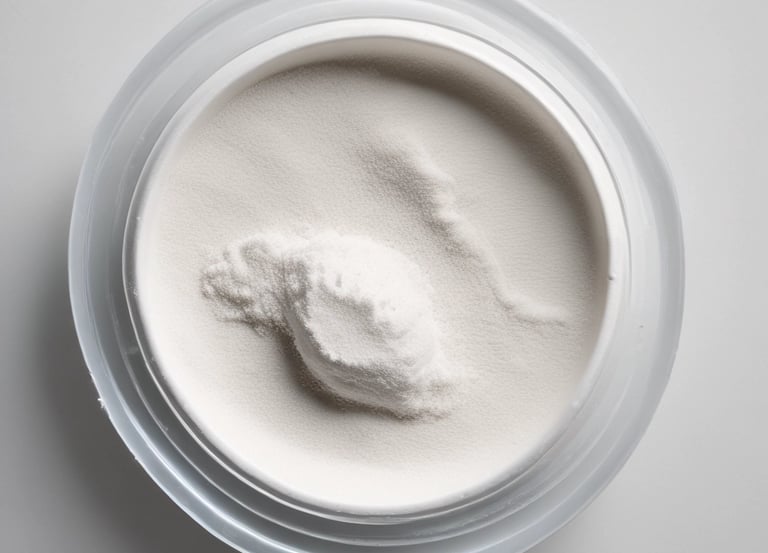 Close-up of crystalline indole butyric acid potassium salt powder under natural light.