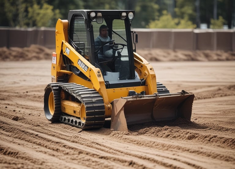 A Versacore PR team member operating heavy machinery on a sunny worksite.