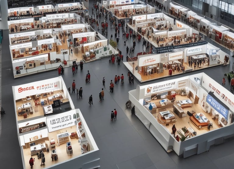 A busy Yiwu market scene showing diverse goods ready for export.