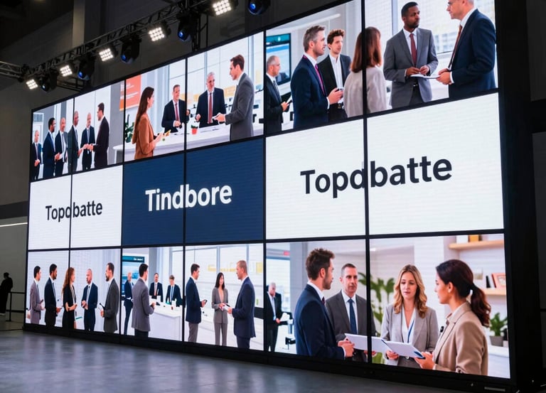 A vibrant LED billboard displaying colorful advertisements on a busy street in Caxias do Sul.