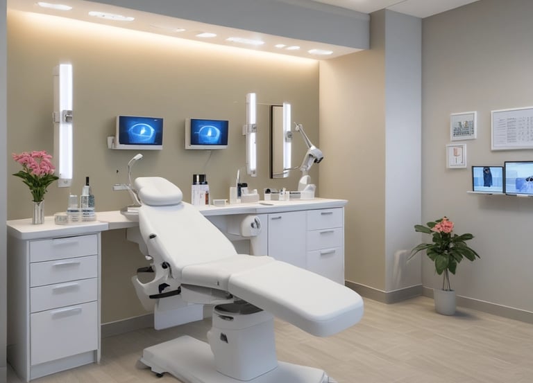 A welcoming clinic reception area with modern decor and soft lighting.