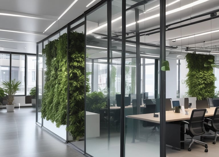 A professional team coordinating renovation work inside a modern office space.