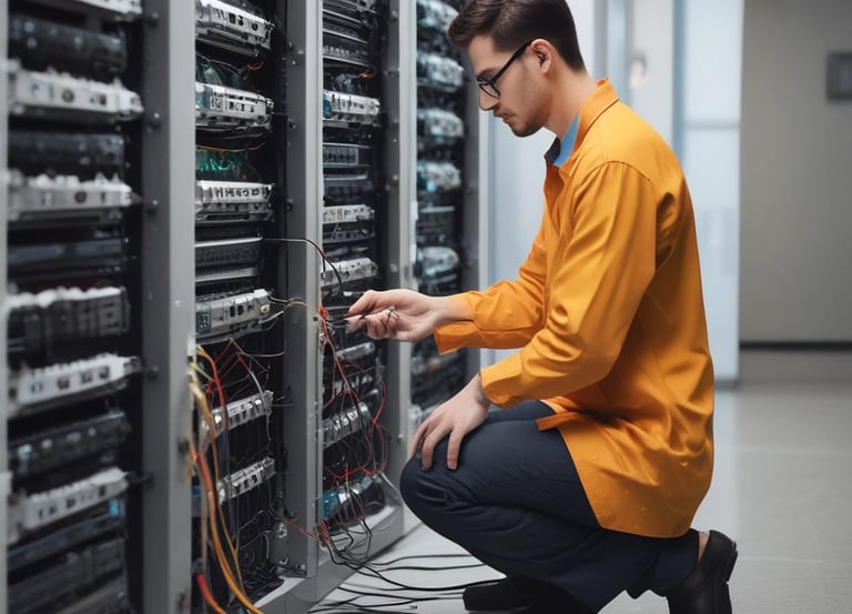 A friendly IT professional assisting a madrasah teacher with website hosting setup.
