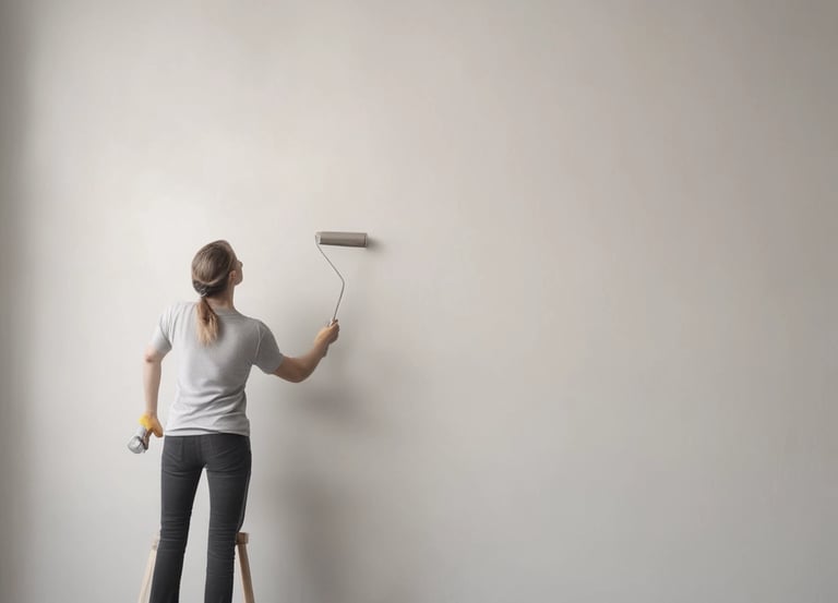 A painter carefully applying a fresh coat of paint on a wooden door frame.