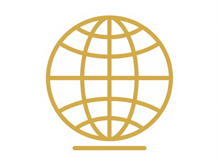 White background with three gold-outlined icons representing logistics services.