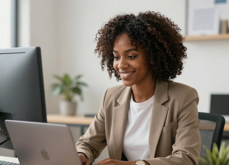 A vibrant workspace with deep orange and blue accents showing a team collaborating on digital marketing strategies.