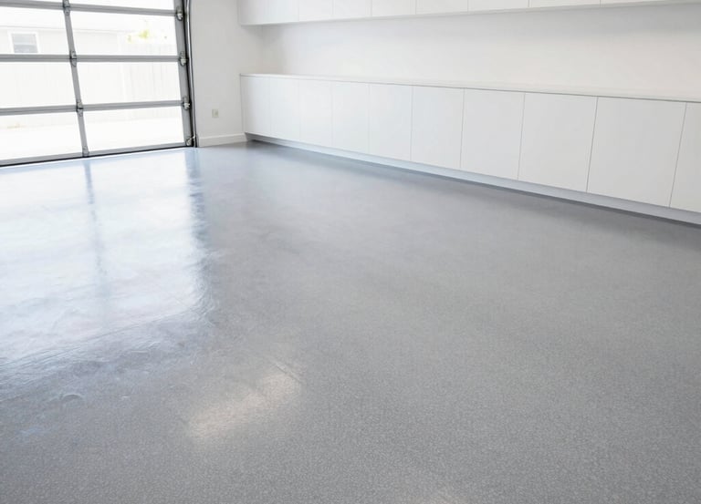 Decorative flake epoxy garage floor coating installed in a residential North Texas garage