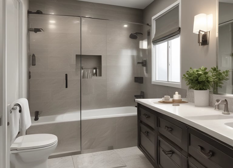 A skilled painter carefully applying a fresh coat of paint in a bright, modern living room.