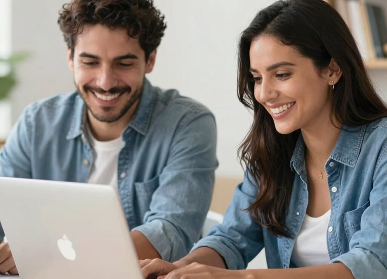 A warm, inviting workspace with a consultant and client engaged in a friendly discussion.