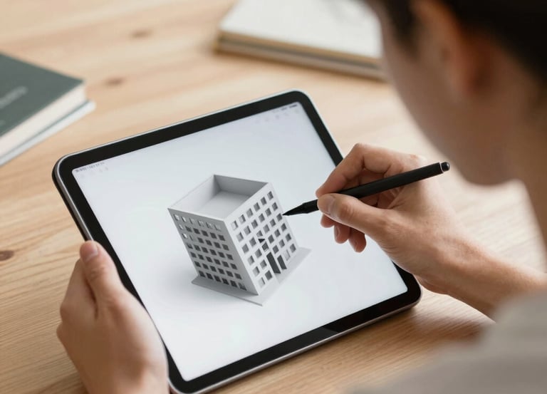 A professional inspecting a residential building's energy system with a digital tablet.