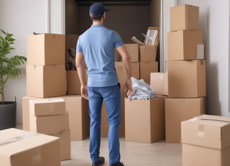 Professional movers carefully loading furniture into a moving truck in Abu Dhabi.