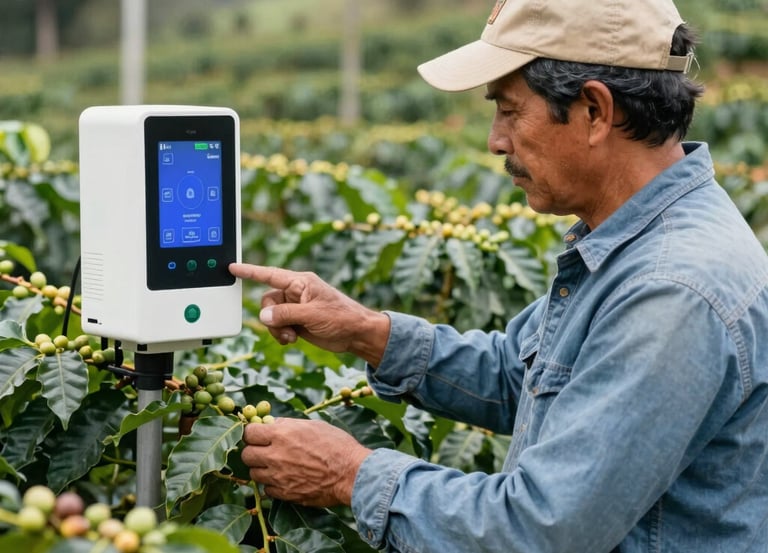 A rugged crawler robot navigating a steep hillside farm.