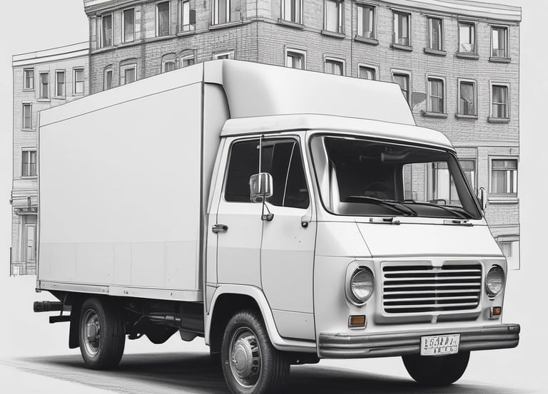 Delivery truck navigating through a busy Ivorian city street with construction sites in the background.