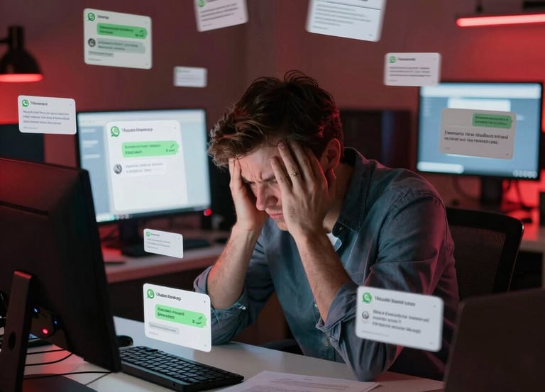 A clean, modern illustration showing multiple communication channels with tangled lines representing confusion.