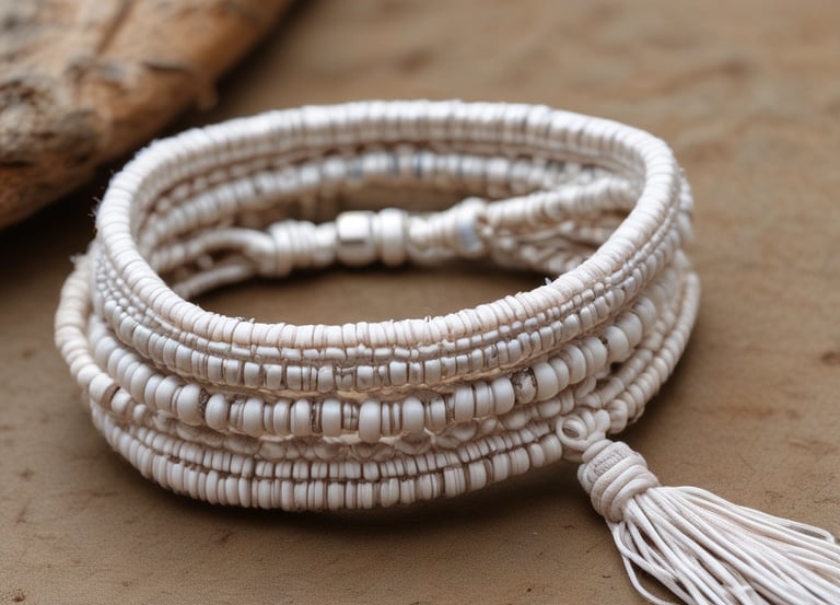 pulsera blanca de macrame hecha a mano