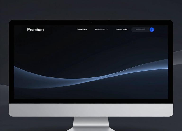 A sleek dark card glowing softly with futuristic tech icons and a subtle blue gradient background.