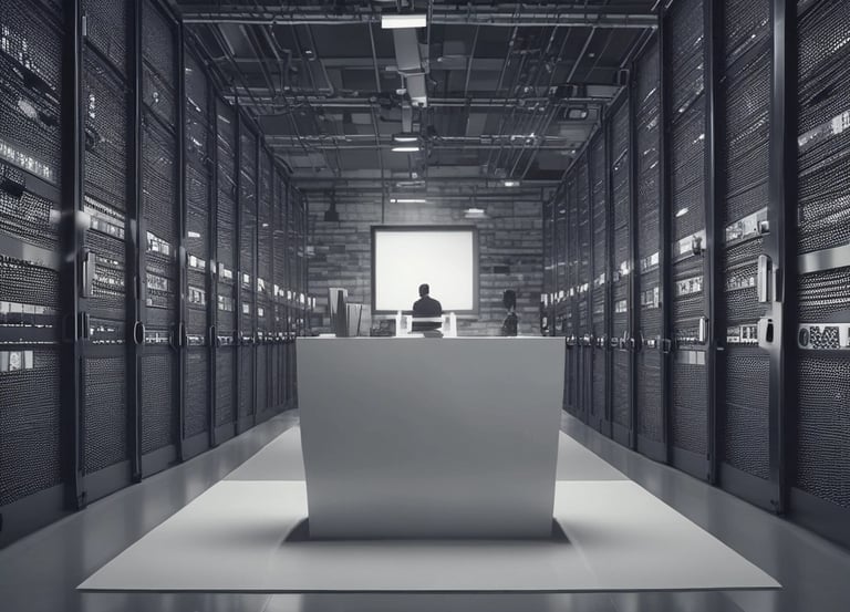 An image of a friendly IT consultant working on a laptop in a cozy Connecticut office.