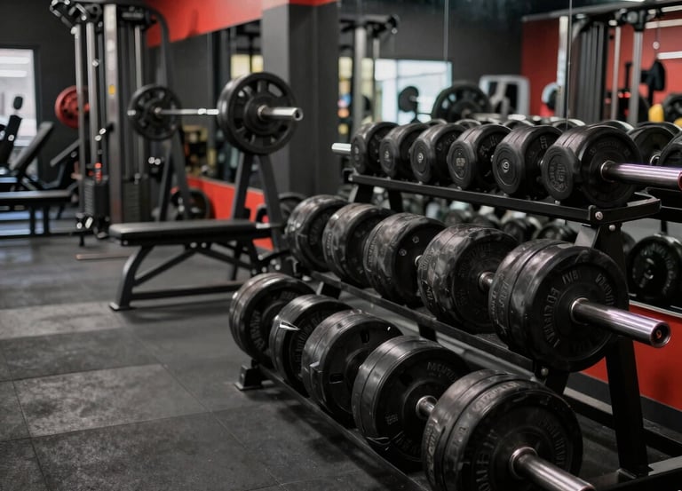 A sleek black background with three distinct personal training setups displayed.