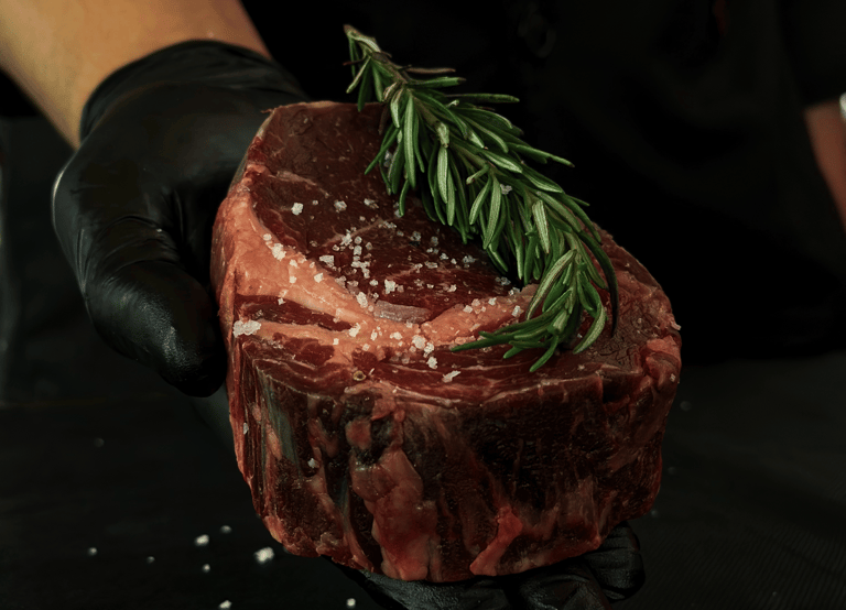 Rib eye black angus cut steak