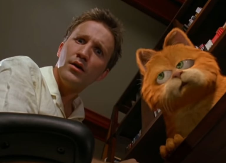 Garfield Movie 2004 - Jon and CGI-fied Gar