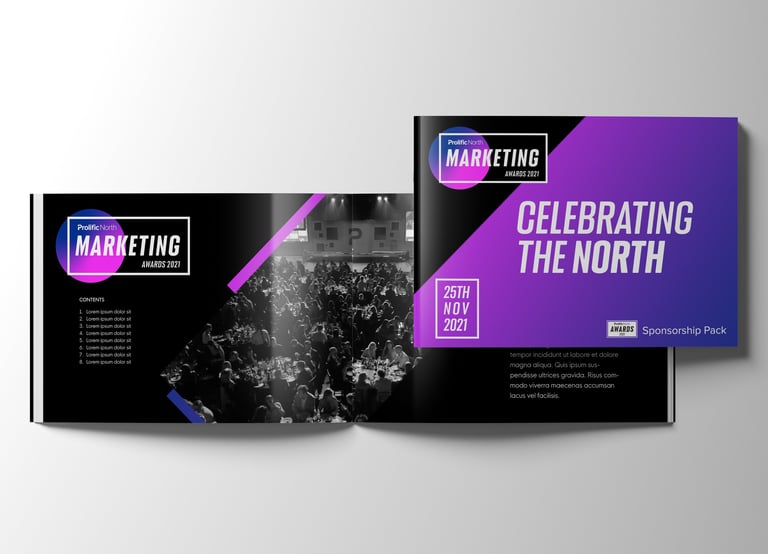 Prolific North Marketing Awards Brochure Cover and Spread