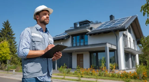 Professional engineer performing building evaluation