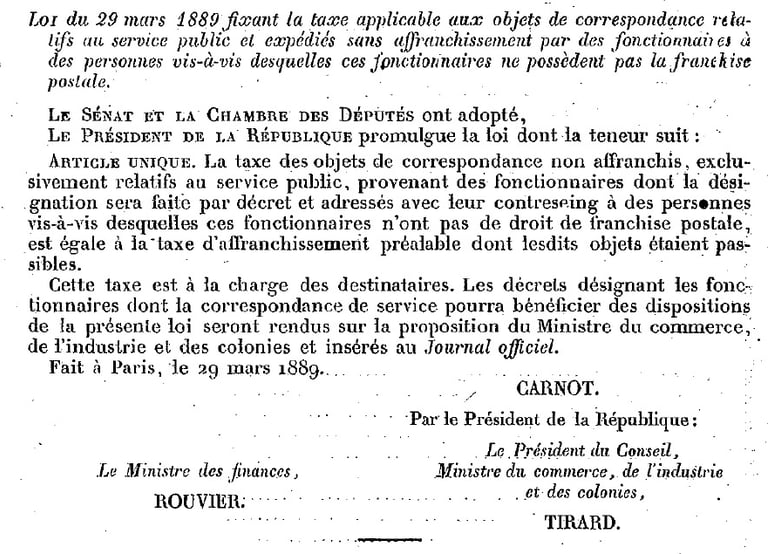 Taxe Simple Loi du 29 mars 1889