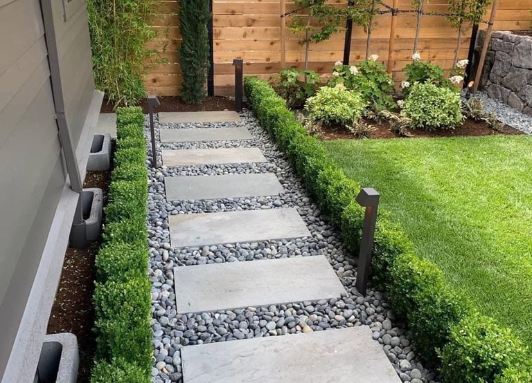 Custom paver walkway and landscape lighting installation in Mississauga and Etobicoke.