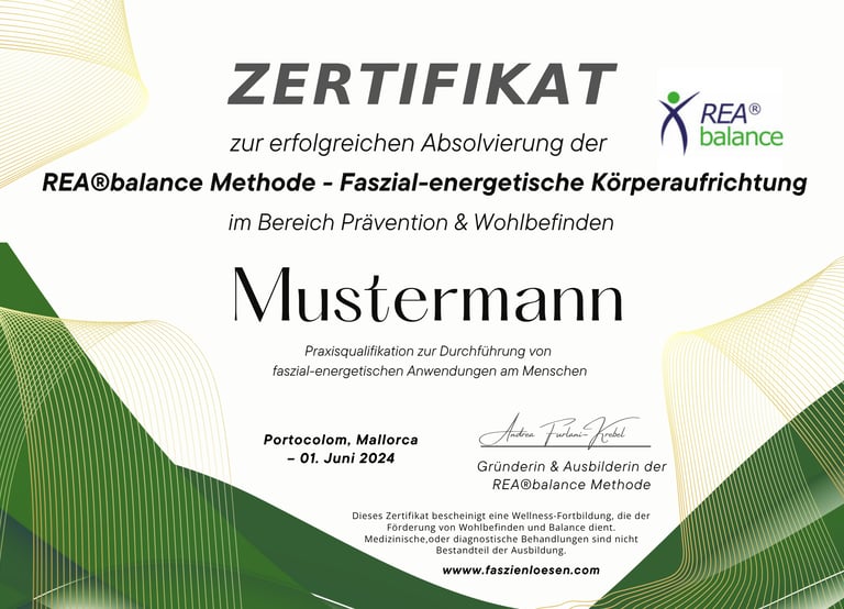 Zertifikat der Reabalance Methode