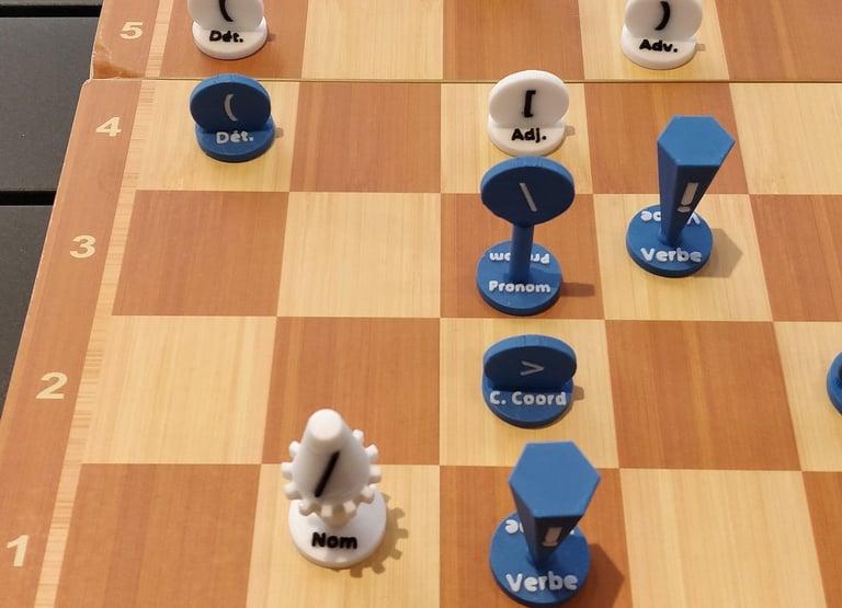 La position des pièces forme un puzzle dont la solution est une phrase