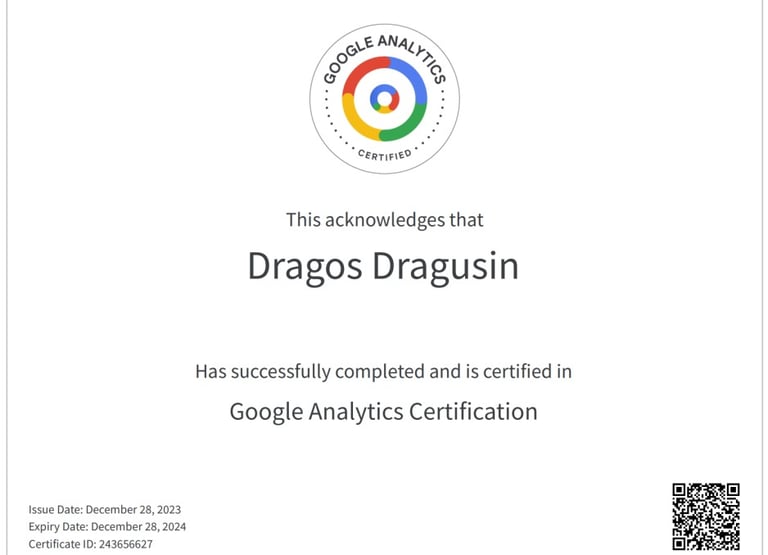 google analytics certificatee