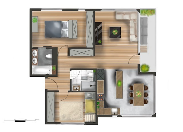 Proposition de réaménagement d'un appartement familial