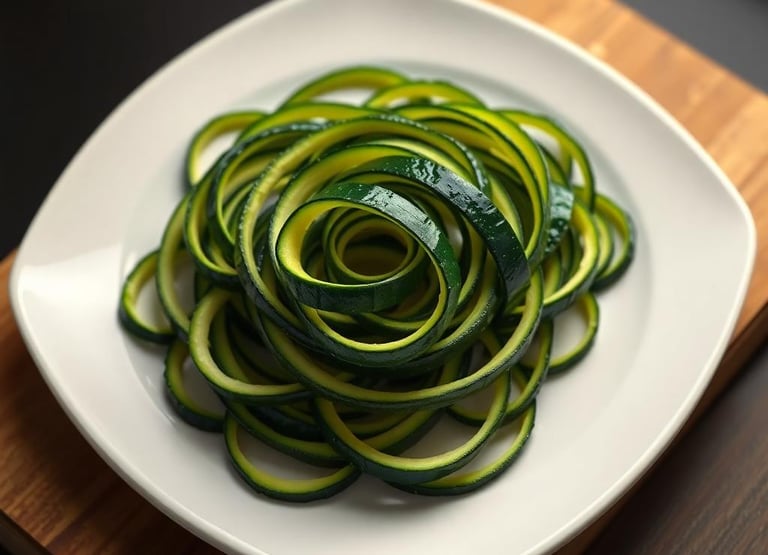 Spiraled Zucchini  on a plate