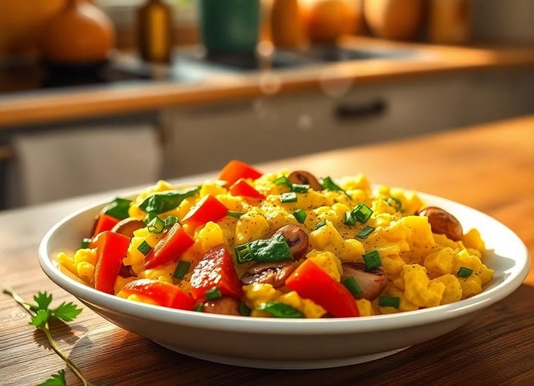 a bowl of veggie scrambled eggs