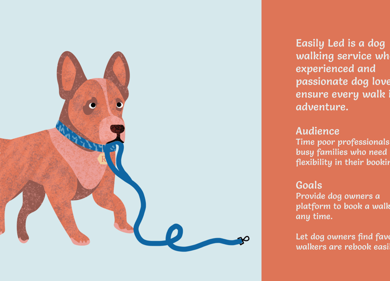 Easily Led dog illustration