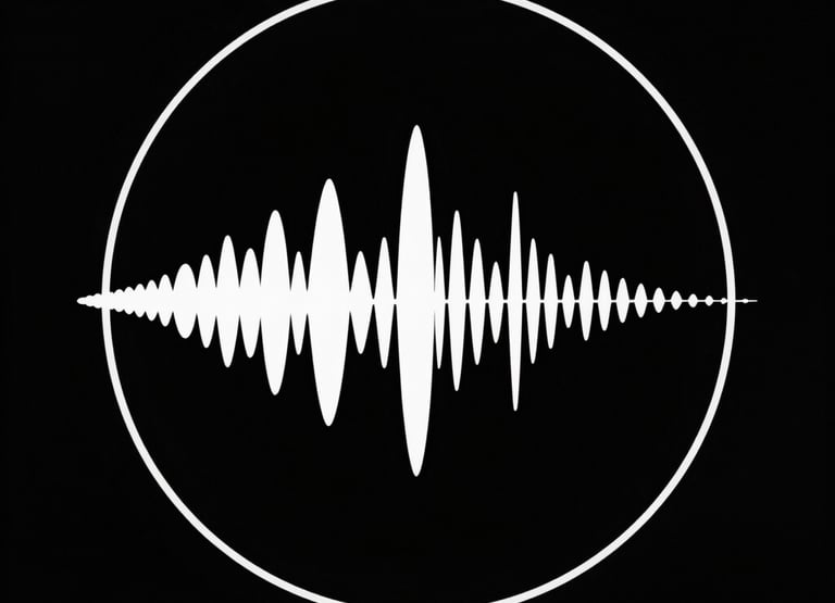 A sleek, minimalistic soundwave graphic in black and white representing premium music.