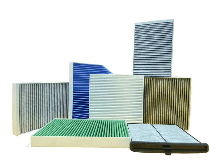 Automotive cabin air filters for particle and odor removal in passenger vehicles
