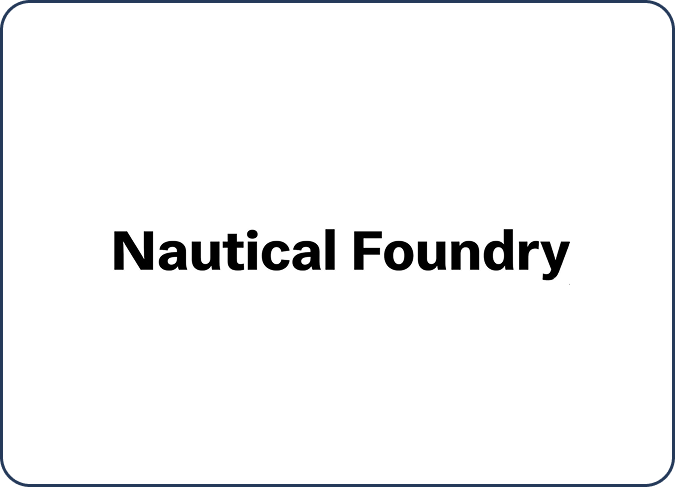 Minimalist logo design for Nautical Foundry with bold black typography on a white background.