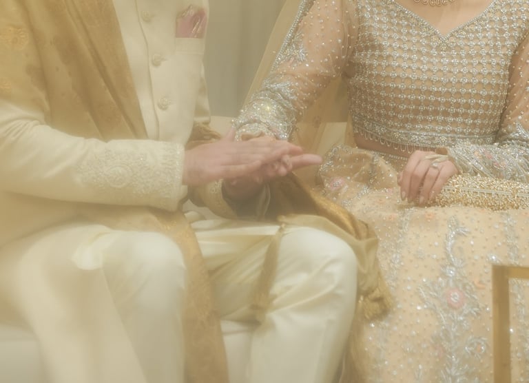 a man and woman in a wedding dress