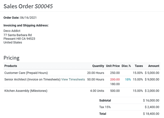 odoo erp sales app module