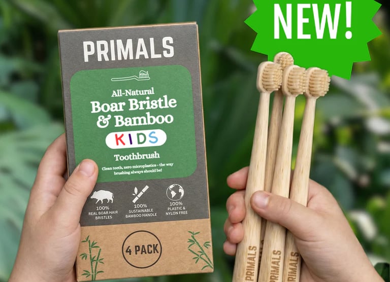 Primals kids boar bristle and bamboo toothbrush: The Best Kids Organic Toothbrush
