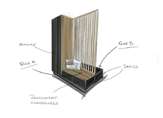 Croquis meuble sur mesure
