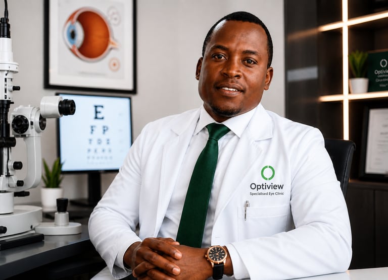 Experienced ophthalmologist at Optiview Specialised Eye Clinic providing expert eye care in Dodoma